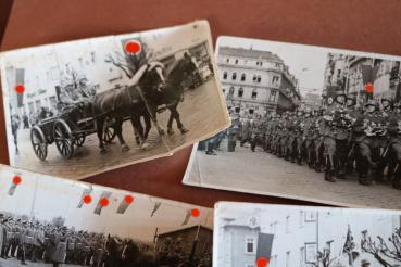 Preview: sechs alte Fotos - Parade - Soldaten maschieren durch Chemnitz ??? - Bildberichterstatter